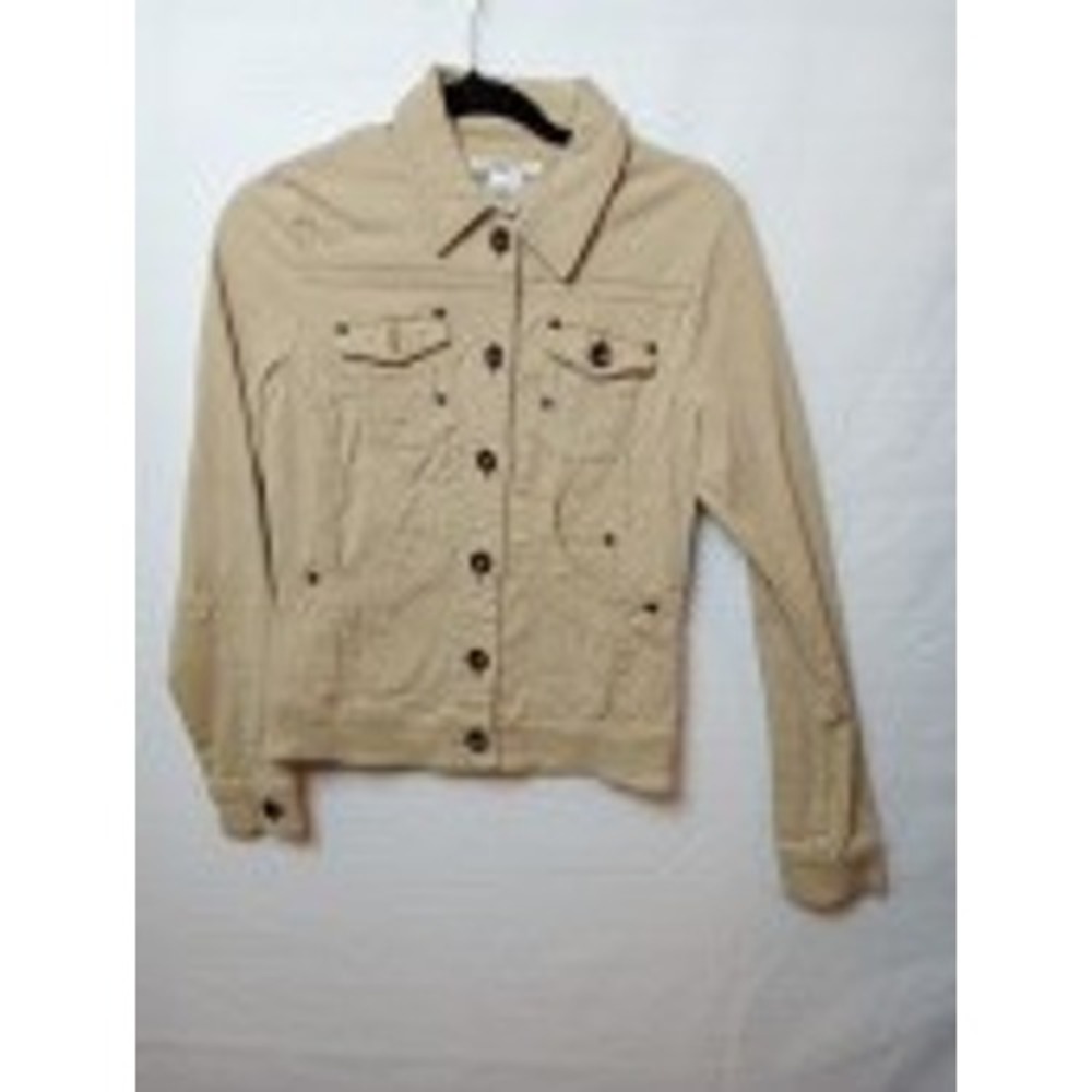 Vertigo Paris Women's Tan Cotton‎ Blend Button Front Cropped Jacket Size 8